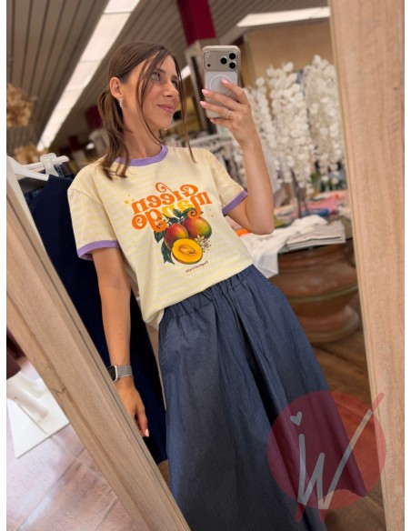 T-Shirt Righe Mango Giallo