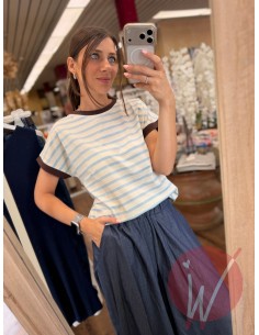 T-Shirt Righe Atlanta Azzurro