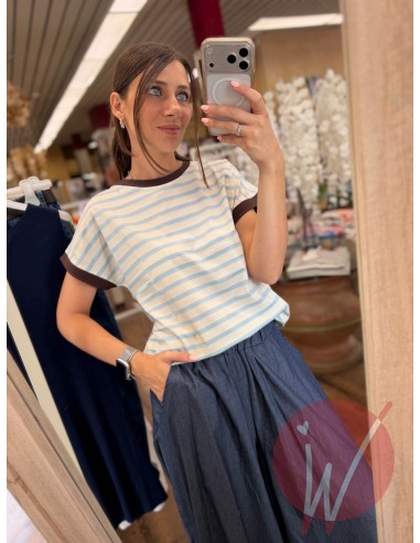 T-Shirt Righe Atlanta Azzurro