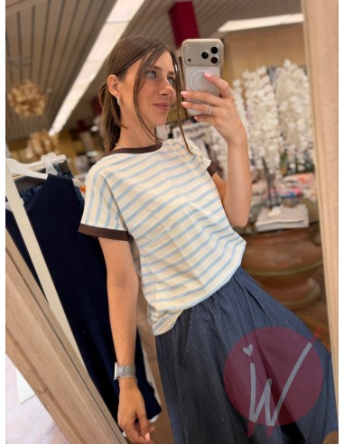 T-Shirt Righe Atlanta Azzurro