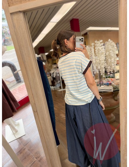 T-Shirt Righe Atlanta Azzurro