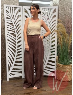 Pantalone Gessato Savannah Cioccolato