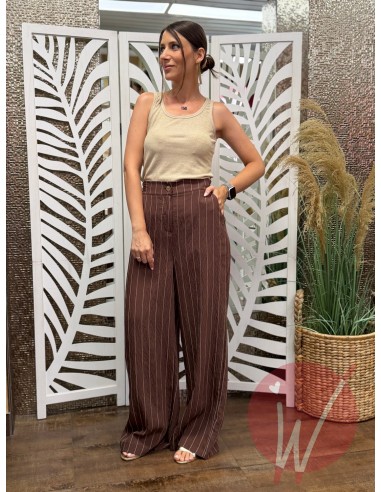 Pantalone Gessato Savannah Cioccolato