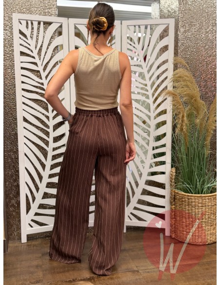Pantalone Gessato Savannah Cioccolato