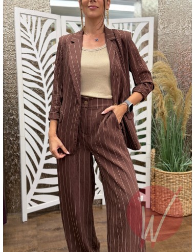 Pantalone Gessato Savannah Cioccolato