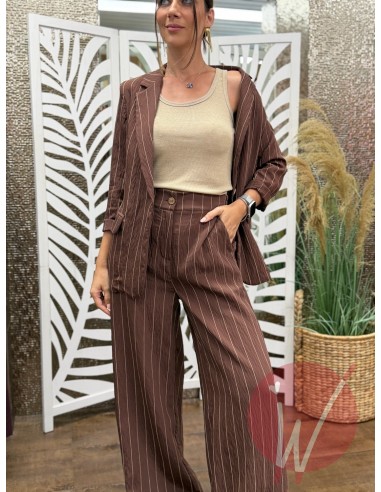 Pantalone Gessato Savannah Cioccolato