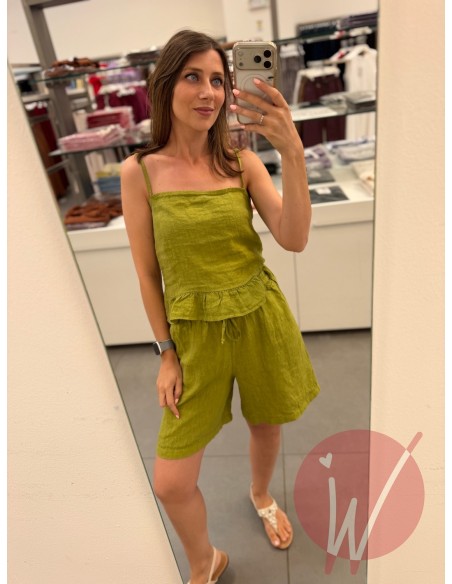 Top Lino Fiji Verde Olio
