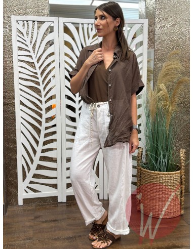 Pantalone Lino Boston Bianco