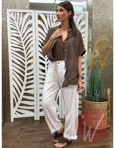 Pantalone Lino Boston Bianco