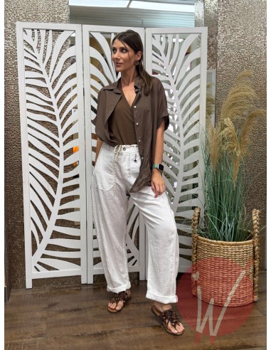 Pantalone Lino Boston Bianco