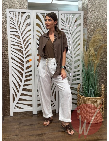 Pantalone Lino Boston Bianco