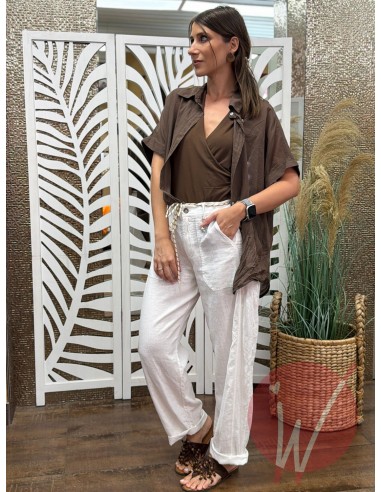 Pantalone Lino Boston Bianco