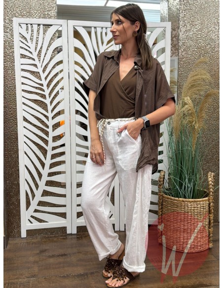 Pantalone Lino Boston Bianco