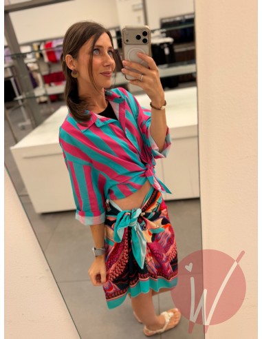 Camicia Righe Turchese