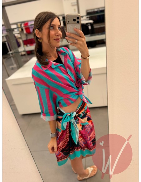Camicia Righe Turchese