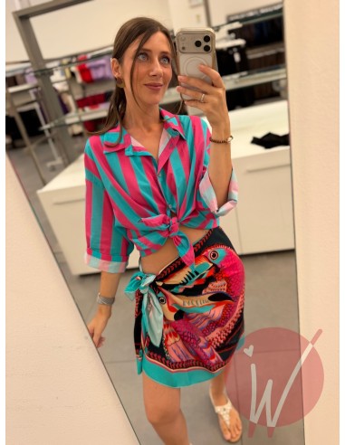 Camicia Righe Turchese
