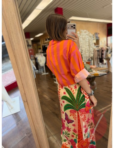 Camicia Righe Hawaii Arancio