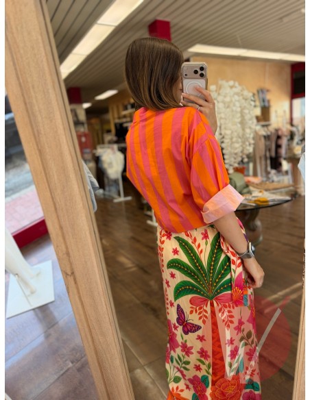 Camicia Righe Hawaii Arancio