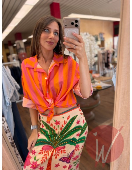 Camicia Righe Hawaii Arancio