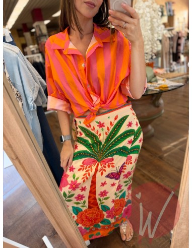 Camicia Righe Hawaii Arancio