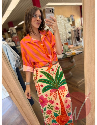 Camicia Righe Hawaii Arancio