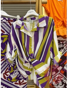 Camicia Righe Cuba Verde Olio