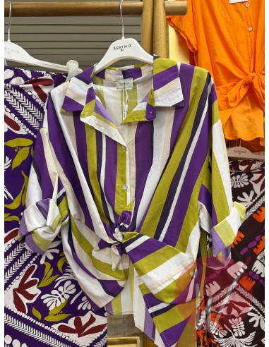 Camicia Righe Cuba Verde Olio