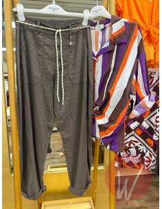 Pantalone Lino Boston Moro