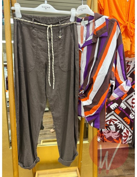 Pantalone Lino Boston Moro