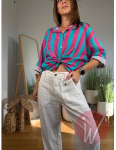 Camicia Righe Hawaii Turchese 2
