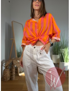 Camicia Righe Hawaii Arancio