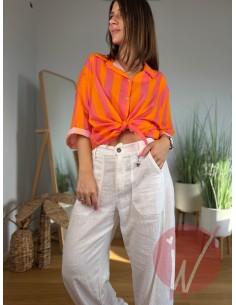 Camicia Righe Hawaii Arancio 2