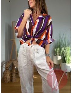 Camicia Righe Cuba Arancione 2