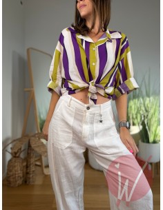 Camicia Righe Cuba Verde Olio