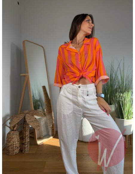 Pantalone Lino Boston Bianco