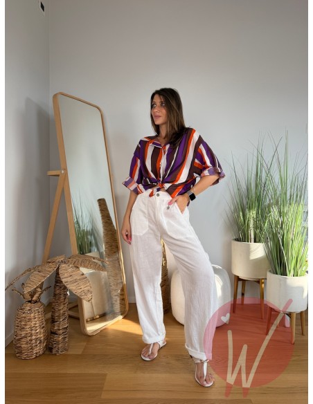 Pantalone Lino Boston Bianco