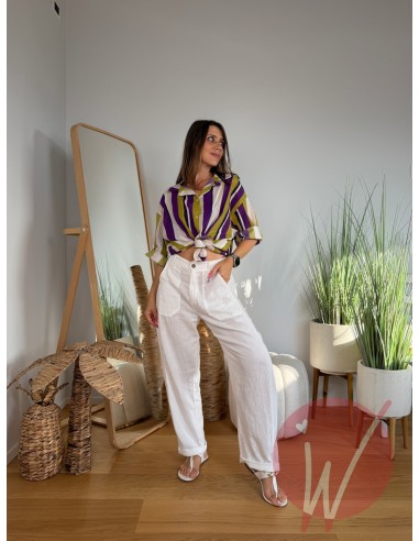 Pantalone Lino Boston Bianco