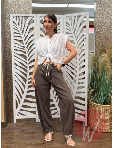 Pantalone Lino Boston Moro