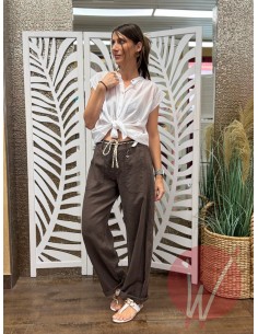 Pantalone Lino Boston Moro 2