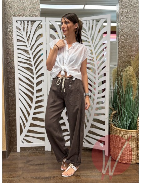 Pantalone Lino Boston Moro