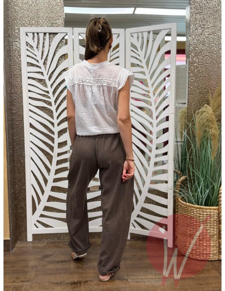 Pantalone Lino Boston Moro