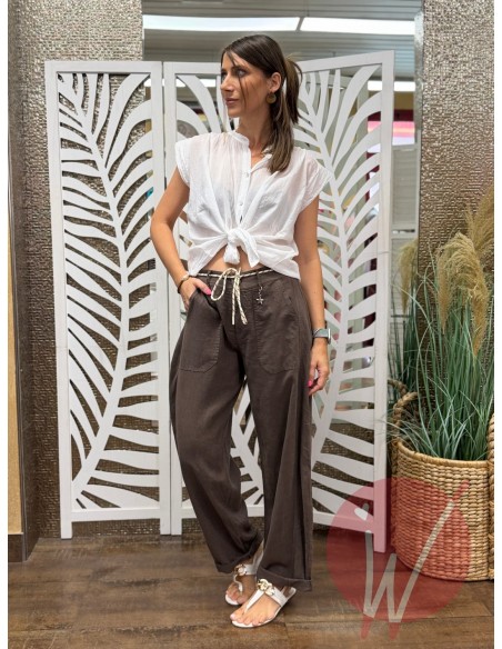 Pantalone Lino Boston Moro