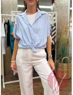 Camicia Righine Lurex Azzurro