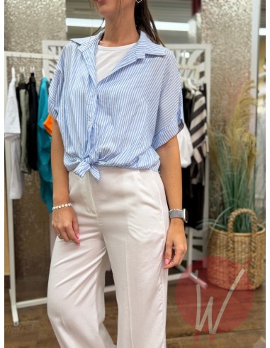 Camicia Righine Lurex Azzurro