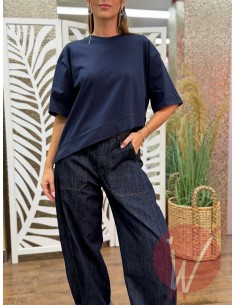 T-Shirt Asimmetrica Coco Blu -VICOLO-