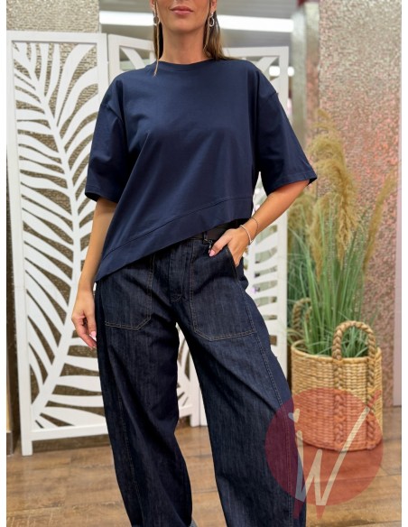 T-Shirt Asimmetrica Coco Blu -VICOLO-