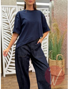 T-Shirt Asimmetrica Coco Blu -VICOLO- 2
