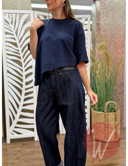 T-Shirt Asimmetrica Coco Blu -VICOLO-