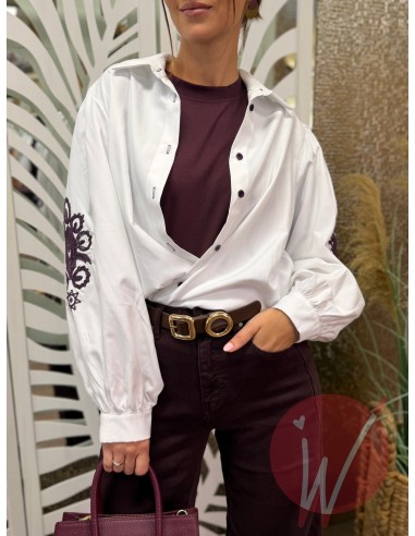 Camicia Ricamo Prugna