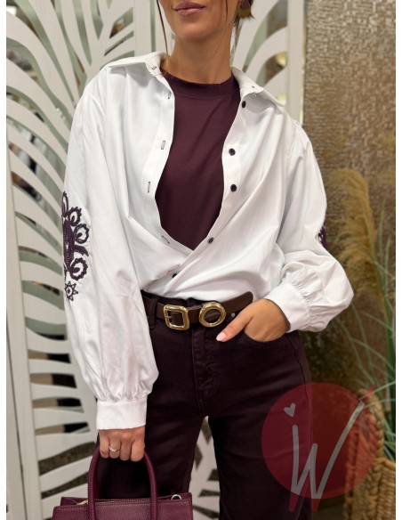 Camicia Ricamo Prugna